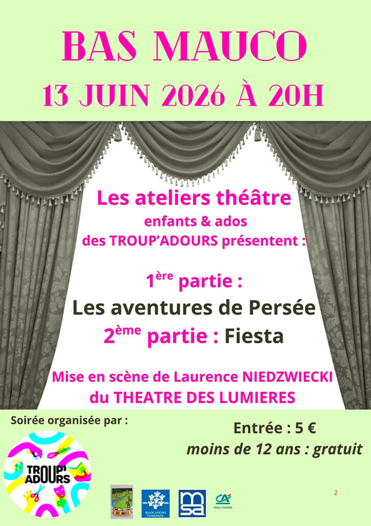 trouapdours-theatre-13-juin-2026-724x1024 Les ateliers théâtre montent sur scène le 13 juin à Bas-Mauco